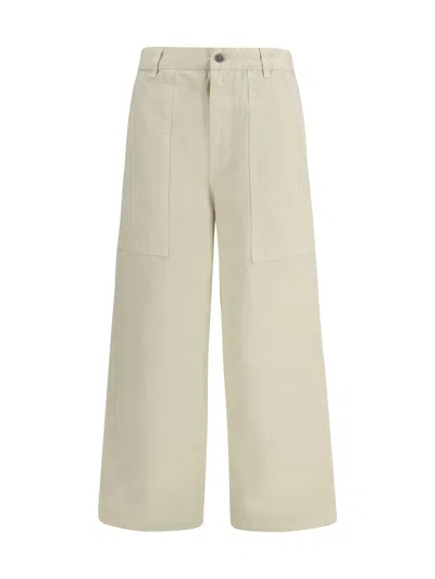 Moncler Cotton Trousers In Neutral
