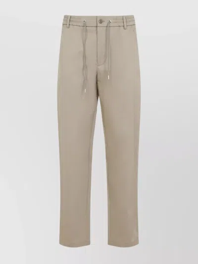 Moncler Cotton Trousers With Belt Loops And Drawstring In Beige