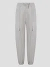 Moncler Cotton Logo Cargo Trousers For Women In Grey