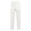Moncler Mens Ivory Drawstring Two-slip-pockets Wide-leg Relaxed-fit Cotton-blend Trousers In White