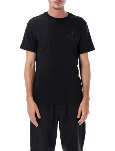 Moncler Cotton T-shirt With Embossed Logo Patch In Nero