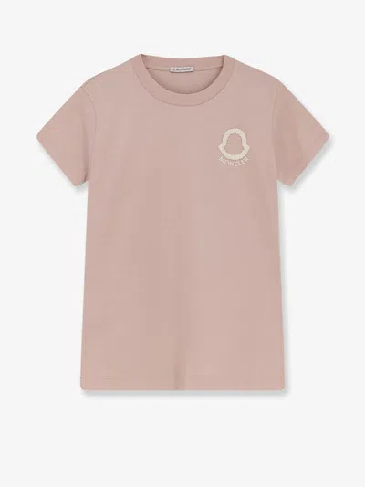 Moncler Cotton T-shirt With Flocked Logo On The Front In Neutral