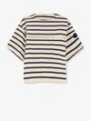 Moncler Cotton T-shirt With Striped Pattern In Neutral
