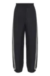 Moncler Twill Cotton Bush Trousers With Side Stripes In Black