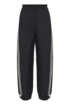 Moncler Twill Cotton Bush Trousers With Side Stripes In Black