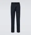 Moncler Wool Blend Gabardine Pants In Blue
