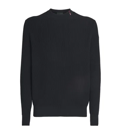 Moncler Cotton Waffle-knit Sweater In Black