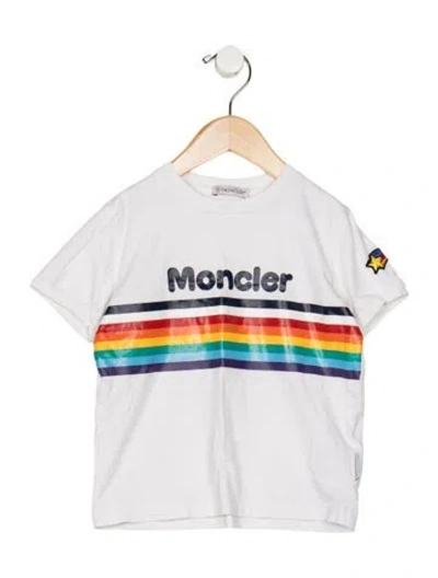 Pre-owned Moncler Babies' Cotton White And Multicolor Patterned Short Sleeve T-shirt