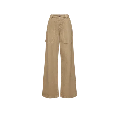 Moncler Pantalon Ample En Coton, Femme, Beige, Taille: 44 In Brown