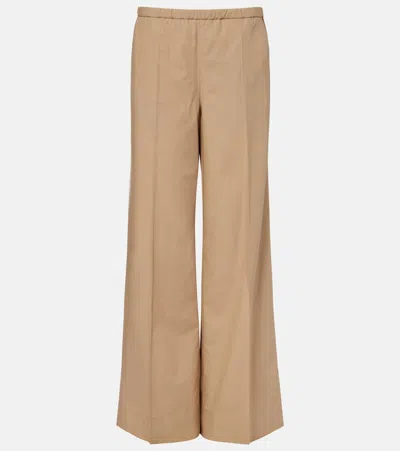Moncler Cotton Wide-leg Pants In Nude