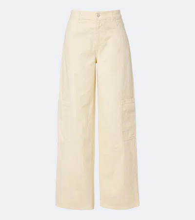 Moncler Cotton Wide-leg Pants In Neutral