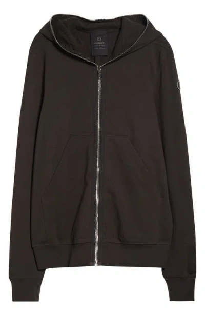 Moncler Cotton Zip Hoodie In Brown
