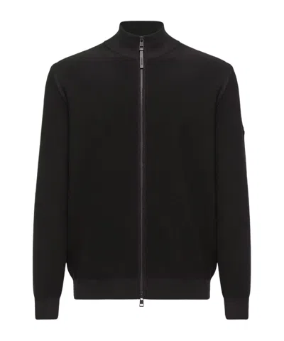 Moncler Cotton Zip-up Cardigan In Black