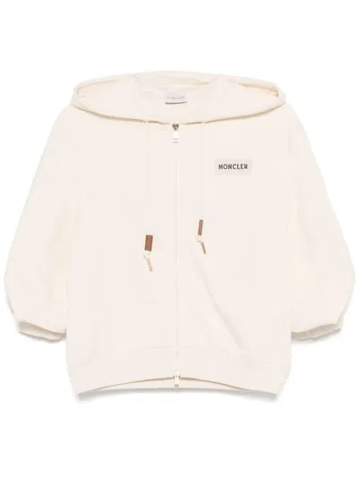 Moncler Cotton Zip-up Hoodie In Neutrals