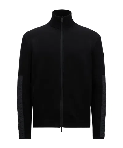 Moncler Cotton Zippered Cardigan In Black