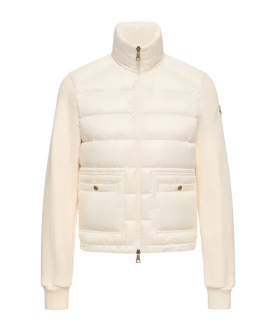 Moncler Cotton Zip-up Sweatshirt With Nylon Front In Animal Print