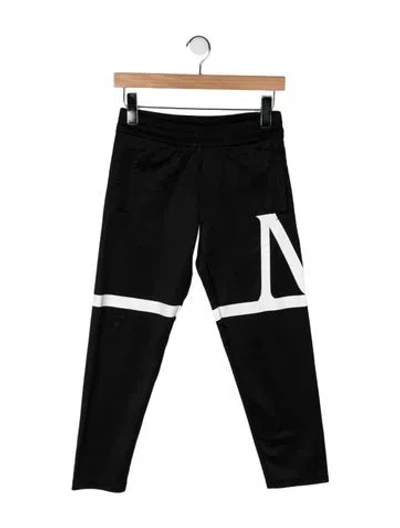 Pre-owned Moncler Kids' Cotton-blend Graphic Print Pants In Black/white
