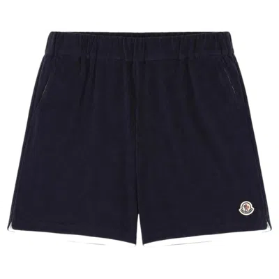 Pre-owned Moncler Cotton-blend Logo Detail Terry Shorts In Black