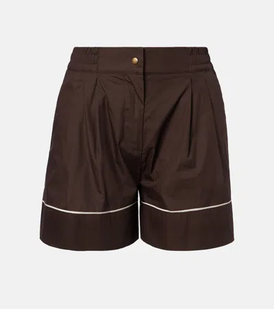 Moncler Cotton-blend Shorts In Brown