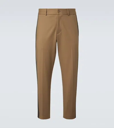 Moncler Cotton-blend Straight Pants In Nude