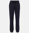 Moncler Logo Cotton Blend Fleece Sweatpants In Black