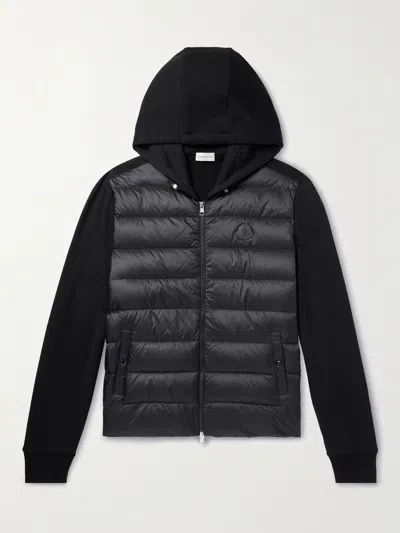 Moncler Cotton-jersey And Quilted Shell Down Jacket In Black