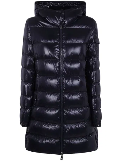 Moncler "courcelles" Long Coat Clothing In Blue