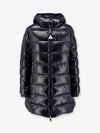 Moncler Courcelles Nylon Long Down Jacket In Blue