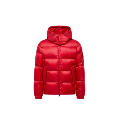 MONCLER COUYERE HOODED SHORT DOWN JACKET, MEN, RED, SIZE: 2