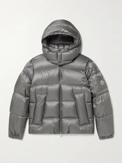 Moncler Boxy Puffer Jacket Adjustable Hood In Silver