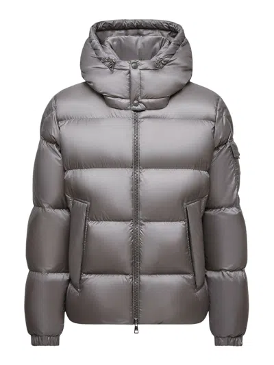 Moncler Couyere Short Down Jacket With Hood In Gray