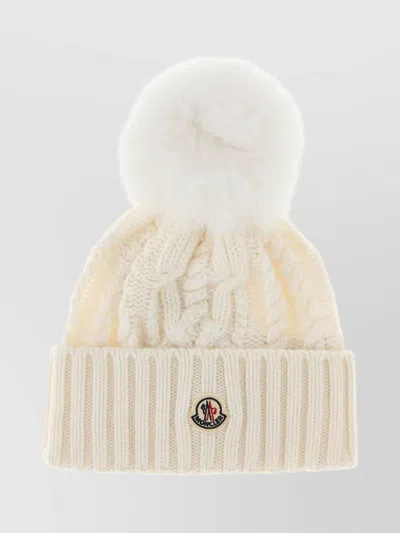 MONCLER COZY WOOL BLEND BEANIE WITH POM DETAIL