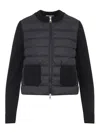 Moncler Wool And Quilted Shell Down Cardigan In Black