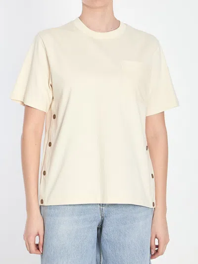 Moncler Cream-colored T-shirt In Cotton In White