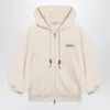 Moncler Logo Patch Zip-up Sweatshirt In White