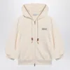 Moncler Logo Patch Zip-up Sweatshirt In White