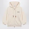 Moncler Logo Patch Zip-up Sweatshirt In White