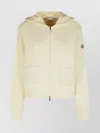 Moncler Cream Cotton Blend Hooded Sweatshirt With Zip In Multi