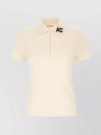 MONCLER CREAM COTTON BLEND POLO