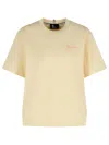 Moncler Grenoble White T-shirt With Logo Printed On The Front And Logo Patch On The Sleeve In Cotton In Cream