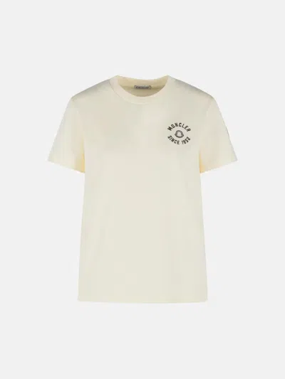 Moncler Kids' Cream Cotton T-shirt In White