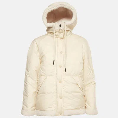 Pre-owned Moncler Cream Nylon Long Sleeve Reversible Hoodie S