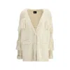 Moncler Cream Polyamide Cardigan In White