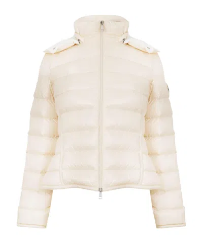 Moncler Cream Short Fitted Puffer Jacket In White