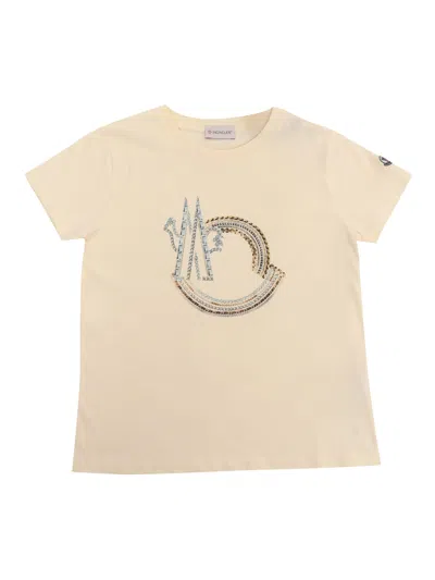 Moncler Kids' Cream T-short With Logo