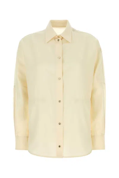 Moncler Cream Wool And Nylon Shirt For Women In Yellow