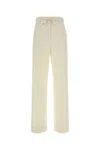 Moncler Wide Leg Wool Trousers Pleated Front In Yellow