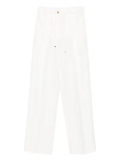 Moncler Cream Wool Trousers In White