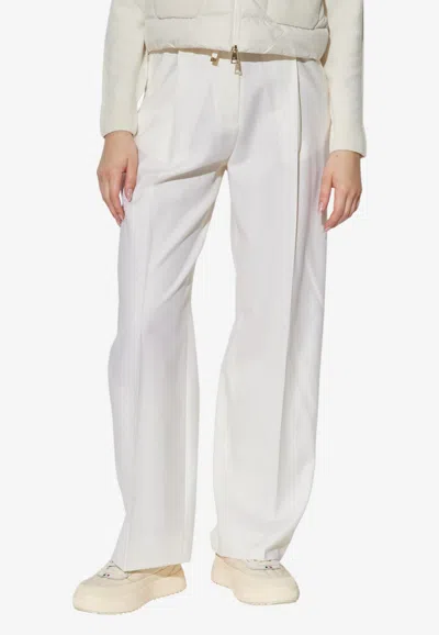 Moncler Creased Wool Pants In Animal Print