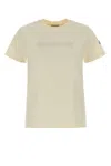 Moncler Cotton T Shirt With Tone On Tone Embroidered Logo In Neutral